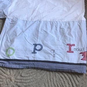 POTTERY BARN KIDS *Crib* Blue Gingham A to Z Animal Alphabet Bed Skirt PBK